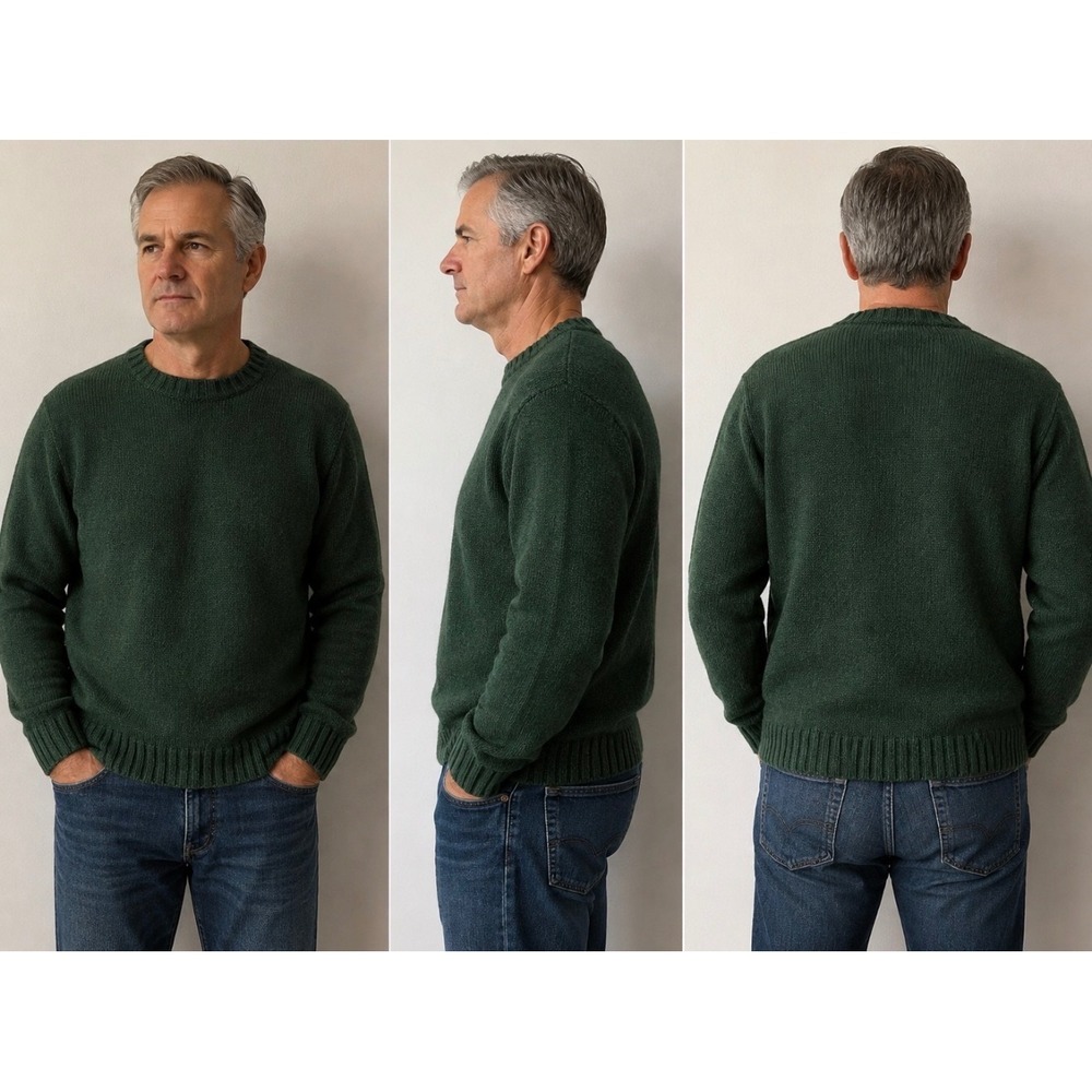 Industry Mens Crew Neck Sweater Dark Green Cotton Blend XL NWT